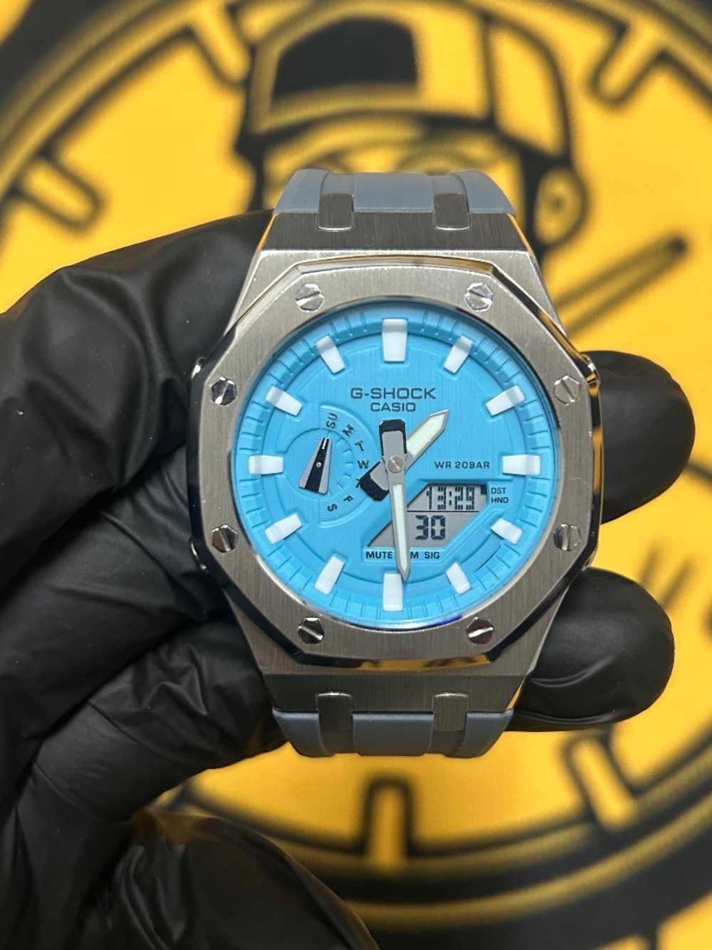 Custom Casio G-Shock GA-2100 Ice Blue AP Style Metal Watch